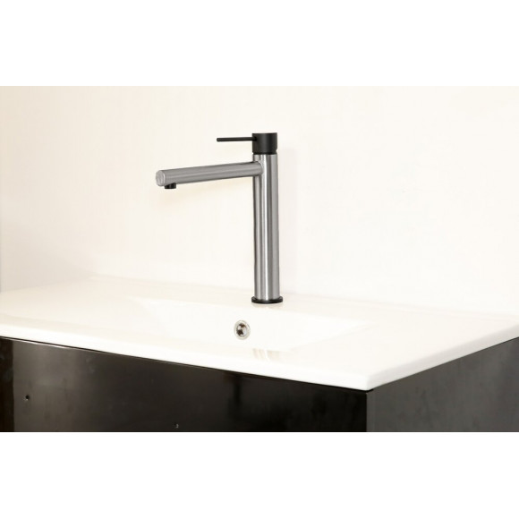 Envol Mitigeur Lavabo Haut Façon Inox Et Noir