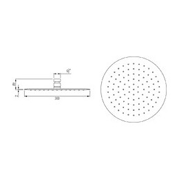 Inoxa Pomme De Tête Extra Plate Ronde De 300mm