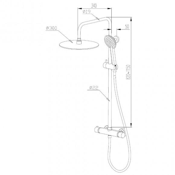 Loundge Colonne De Douche Chromée Avec Thermostatique