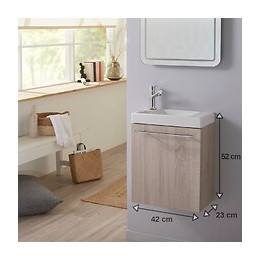 Pack Lave Mains Complet Chêne Blanchi Caledonia + Robinet Eau Froide