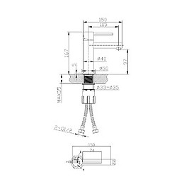 Envol Mitigeur Lavabo Façon Inox Et Noir