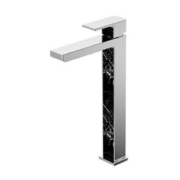 Essemarmo Lavabo Haut Chrome Et Noir Façon Marbre