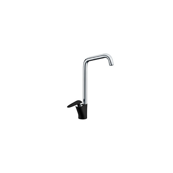 Galet Mitigeur Lavabo Bec Haut Noir Et Chrome