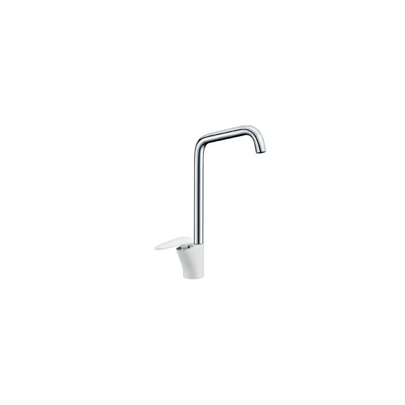 Galet Mitigeur Lavabo Bec Haut Blanc Et Chrome