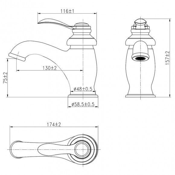 Cambridge Mitigeur Lavabo Orb Noir Vieilli