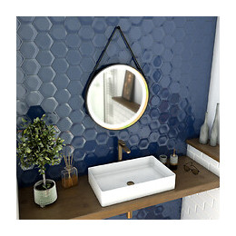 Miroir Salle De Bain Rond - Diamètre 55cm - Noir Mat Et Finition Bronze - Circle Horus Led