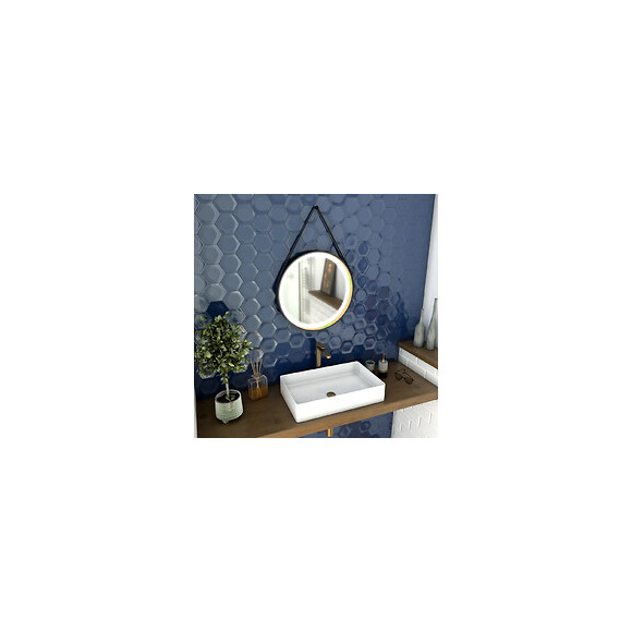 Miroir Salle De Bain Rond - Diamètre 55cm - Noir Mat Et Finition Bronze - Circle Horus Led