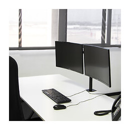 Emuca Support Écran Inclinable Et Rotatif À 360​° Pour Table., Double, Peint En Noir, Acier