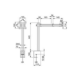 Emuca Support Écran Inclinable Et Rotatif À 360​° Pour Table., Simple, Peint En Noir, Acier