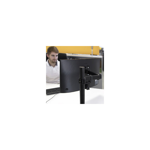 Emuca Support Écran Inclinable Et Rotatif À 360​° Pour Table., Simple, Peint En Noir, Acier