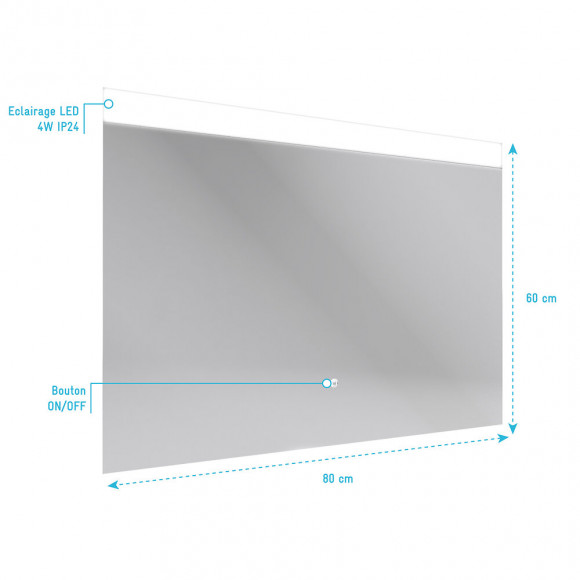 Miroir Led Sky Light 80x60 Pour Salle De Bain