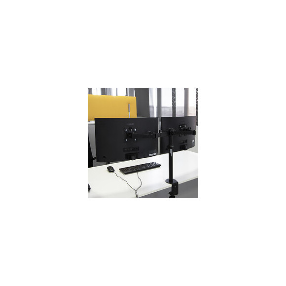 Emuca Support Écran Inclinable Et Rotatif À 360​° Pour Table., Double, Peint En Noir, Acier