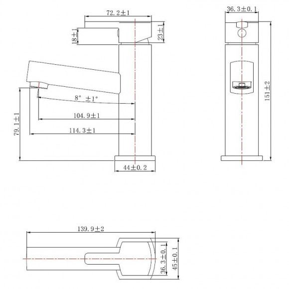 Scoop Mitigeur Lave Mains Carré Noir Eau Chaude Et Froide