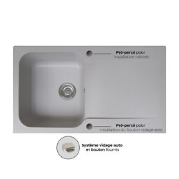 Lisse Évier Réversible 1 Cuve 1 Égouttoir En Résine Gris