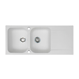 Lisse Évier 2 Cuves 1 Égouttoir En Résine Blanc