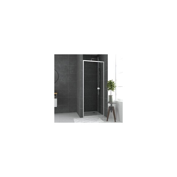 Paroi Porte De Douche Pivotante Blanc Extensible 79 À 90cm De Largeur - Verre Transparent - Whity