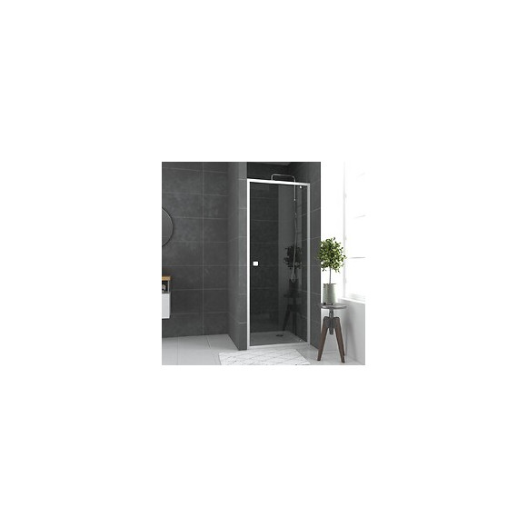 Paroi Porte De Douche Pivotante Blanc Extensible 79 À 90cm De Largeur - Verre Transparent - Whity