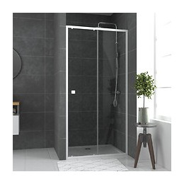 Paroi Porte De Douche Coulissante Blanc 100x185cm - Extensible - Whity Slide 100