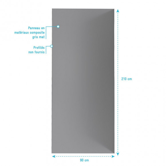 Panneau Mural De Douche Gris En Aluminium - 90 X 210 Cm - Wall'it Gris 90