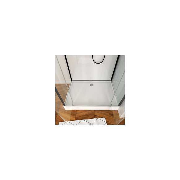 Cabine De Douche Carrée 110x80x230cm - Extra Blanc Et Profilé Noir Mat - Lunar Square 110