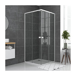 Paroi Porte De Douche Carrée Blanc Extensible 77 À 90cm De Largeur - Verre Transparent - Whity