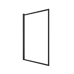 Pare Baignoire Pivotant - Profiles Noir Mat - Dim: 130x75cm - Verre Transparent 4mm - Contouring