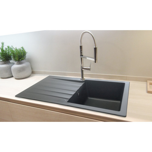 Sierra Évier 1 Cuve 1 Égouttoir En Résine Noir