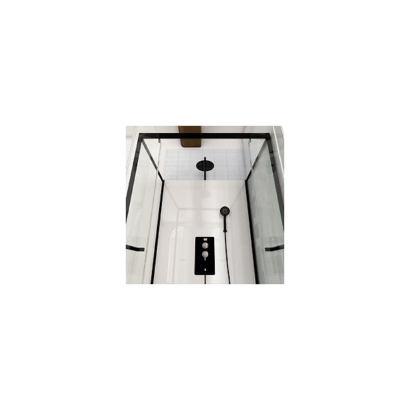 Cabine De Douche Carrée 110x80x230cm - Extra Blanc Et Profilé Noir Mat - Lunar Square 110