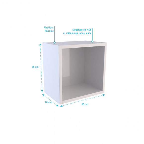 Etagère Murale 30x30x20cm Carrée Blanche De Rangement 1 Emplacement - Personalyz Cube