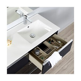 Meuble De Salle De Bain Dynamic À Poser 100cm Noir 3 Tiroirs + 1 Porte