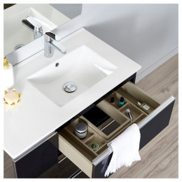 Meuble De Salle De Bain À Poser Noir Dynamic 85 Cm 3 Tiroirs + 1porte