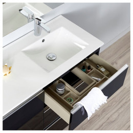 Meuble De Salle De Bain Dynamic À Poser 100cm Noir 3 Tiroirs + 1 Porte