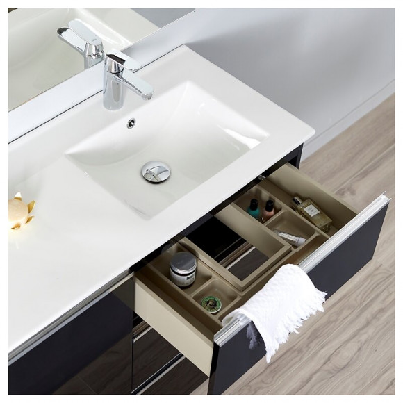 Meuble De Salle De Bain Dynamic À Poser 100cm Noir 3 Tiroirs + 1 Porte