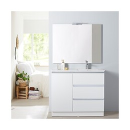 Meuble De Salle De Bain Dynamic À Poser 100cm Blanc 3 Tiroirs + 1 Porte