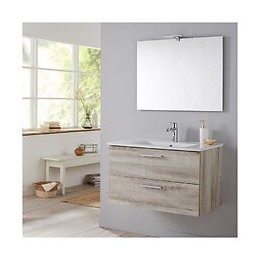 Meuble De Salle De Bain Mall 80 Cm Couleur Bois Blanchi Grisé Coral