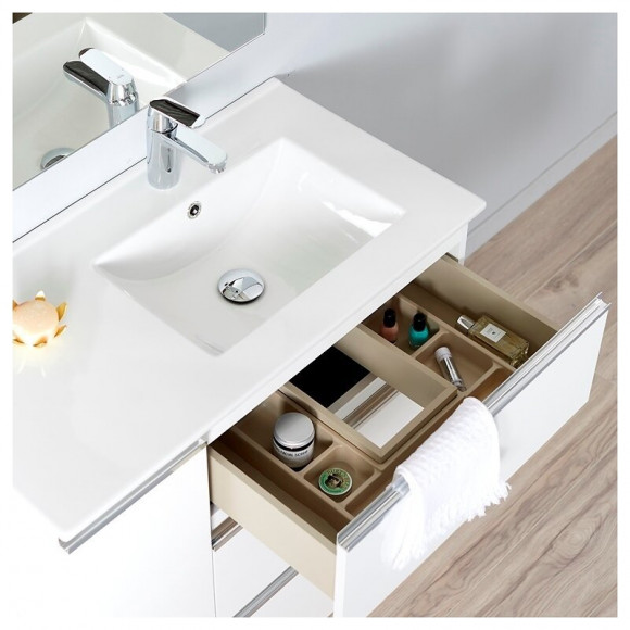 Meuble De Salle De Bain Dynamic À Poser 100cm Blanc 3 Tiroirs + 1 Porte