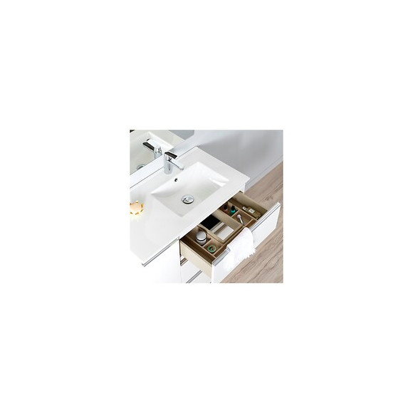 Meuble De Salle De Bain Dynamic À Poser 100cm Blanc 3 Tiroirs + 1 Porte