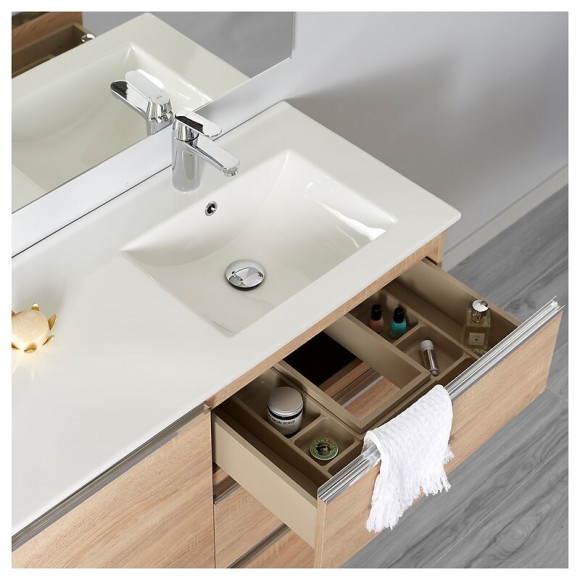 Meuble De Salle De Bain Dynamic À Poser 100cm Oak Bordolino 3 Tiroirs + 1 Porte
