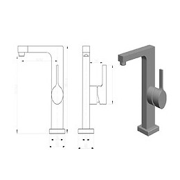 Short Mitigeur Lavabo Haut Chrome