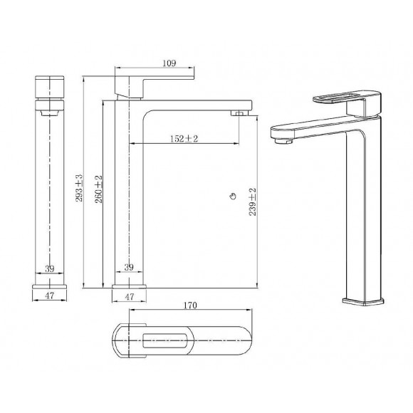 Vito Mitigeur Lavabo Haut Chromé