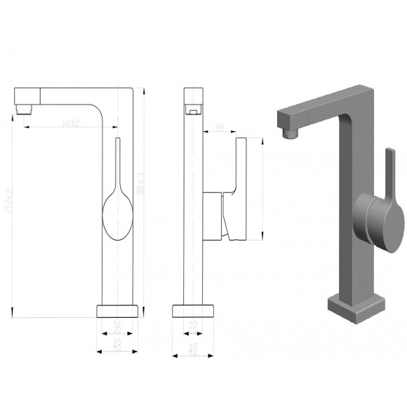 Short Mitigeur Lavabo Haut Chrome