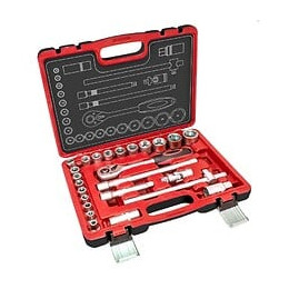 Dtools - Jeu De Clés À Douille - 25 Pièces - Dimensions De Fixation 1/2 Pouce - Mallette De Transport - Rouge
