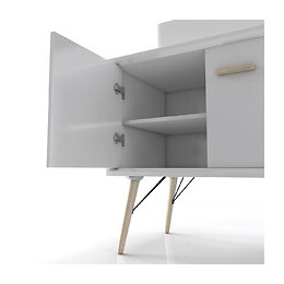 Meuble Salle De Bain Scandinave Blanc 80 Cm Sur Pieds Avec Portes, Vasque A Poser Et Miroir Led