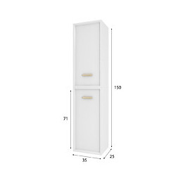 Colonne De Salle De Bain Scandinave Blanc A Suspendre - H150xp25xl35cm - Nordik Basis