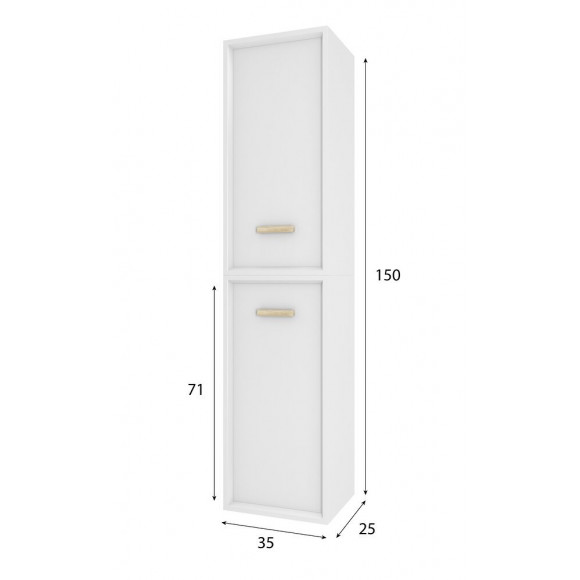 Colonne De Salle De Bain Scandinave Blanc A Suspendre - H150xp25xl35cm - Nordik Basis