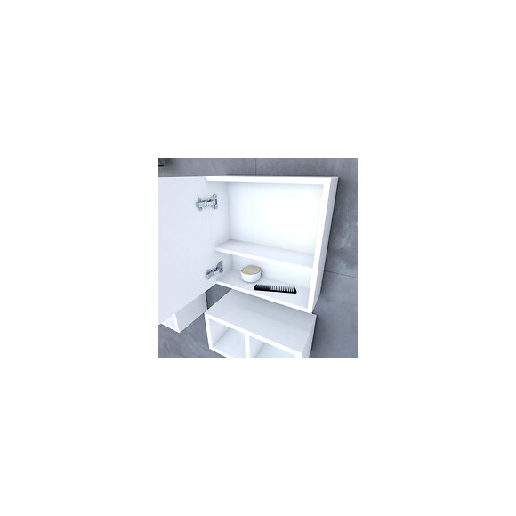 Armoire De Toilette Avec Miroir Et Porte A Fermeture Progressive - Personalyz Square