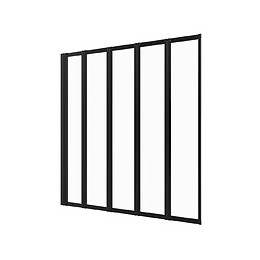 Pare Baignoire 5 Volets Pivotants - Profiles Noir Mat - Verre Transparent 4mm - Quintuple Black