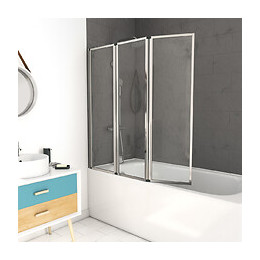 Pare Baignoire 3 Volets 143x125cm Profile Aluminium Chrome Et Verre Transparent - Zaggy Chrome