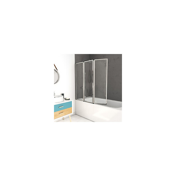 Pare Baignoire 3 Volets 143x125cm Profile Aluminium Chrome Et Verre Transparent - Zaggy Chrome