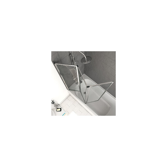 Pare Baignoire 3 Volets 143x125cm Profile Aluminium Chrome Et Verre Transparent - Zaggy Chrome